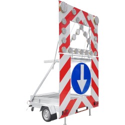 Remorca 1 ax cu panou MARE de semnalizare si dirijare trafic 24 lampi LED U26a